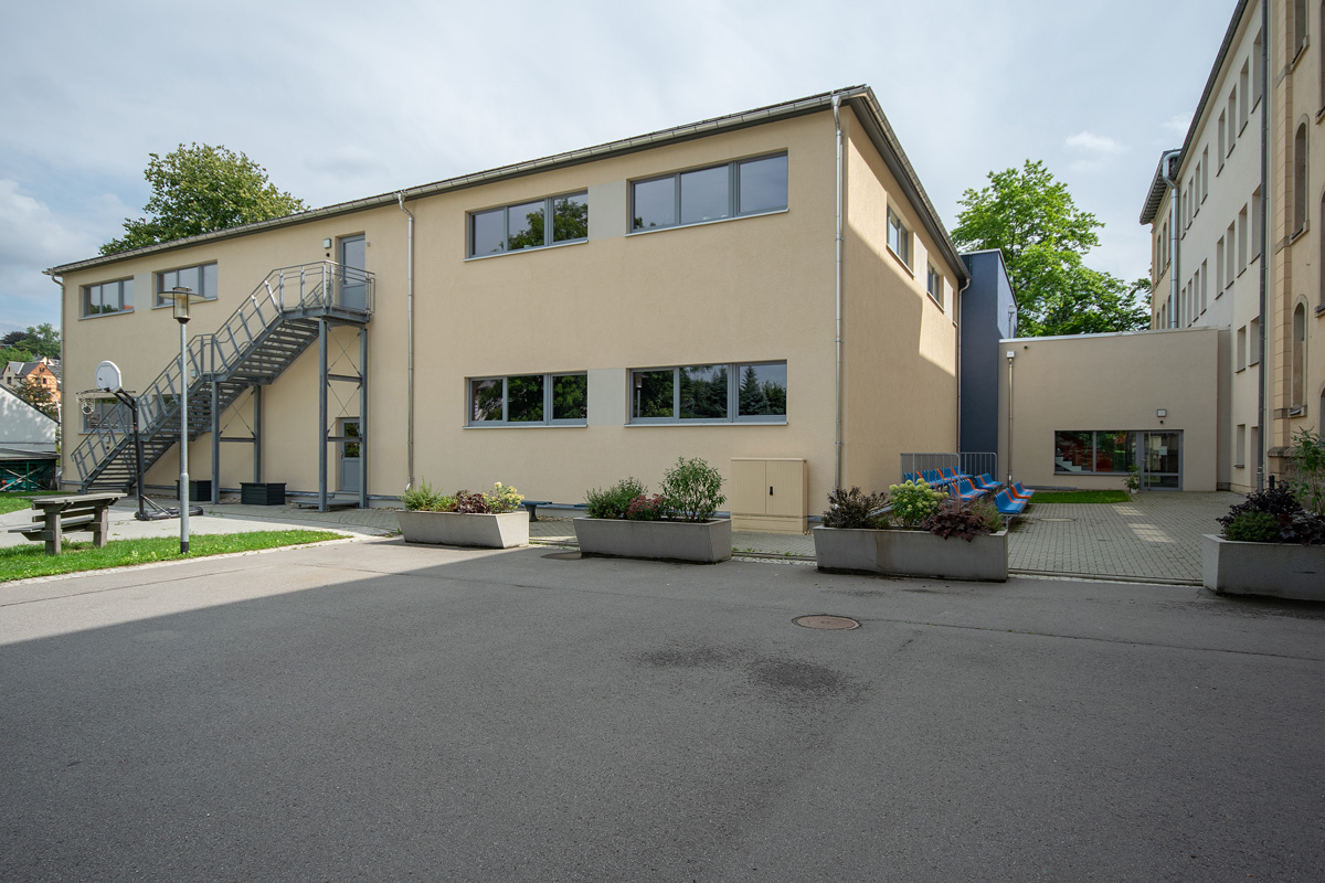 Neubau einer Turnhalle mit Sozialanbau für die Oberschule in Olbernhau.