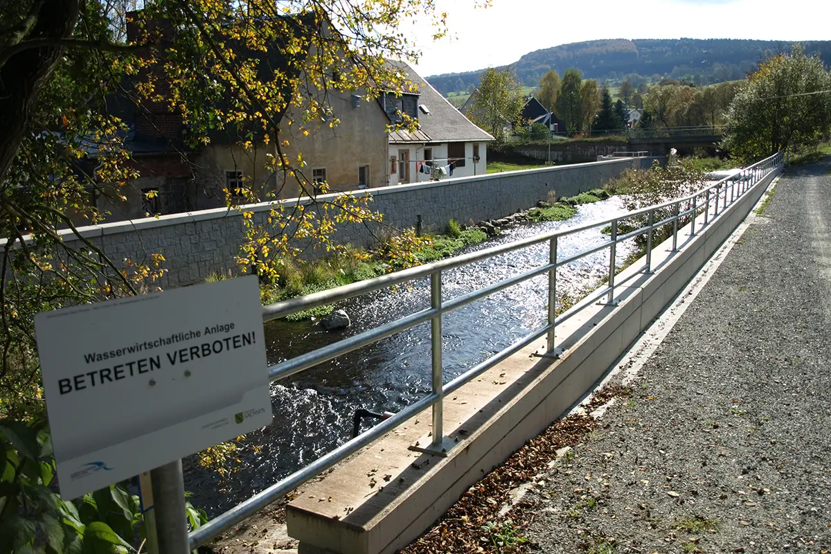 Hochwasserschutzmaßnahme in Steinbach im Erzgebirge